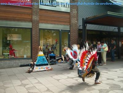 Swedish Streets Exhibiting Performed Arts, Native Americans' Dance Music, Orebro.