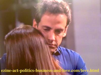 Max Duran (Carlos Ponce) trying to calm Loren Tate (Brittany Underwood) down during the tragedy of his rock star son Eddie Duran (Cody Longo) in Hollywood Heights.