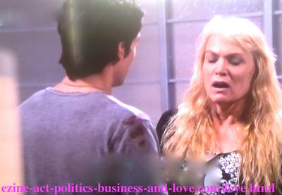 Jackie Kowalski (Daphne Ashbrook) Chloe's mother telling her daughter's ex-boyfriend Tyler Rorke (Justin Wilczynski) that Chloe Carter - Cynthia Kowalski - (Melissa Ordway) wants Eddie Duran (Cody Longo) to breakup with Loren Tate (Brittany Underwood) in Hollywood Heights.
