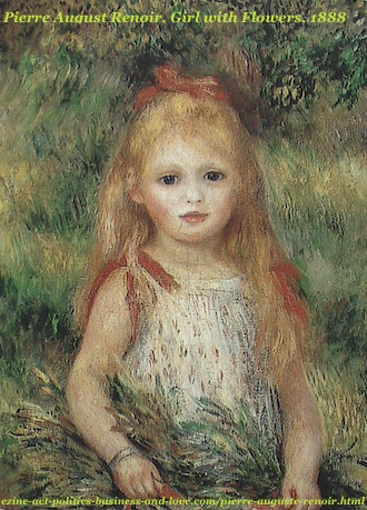 French Painter, Pierre Auguste Renoir, Girl with Flowers, 1888