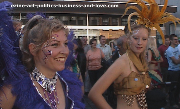 Salsa Samba Dances: Samba girls during the samba dance interval in Aarhus, Denmark.