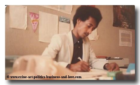 ormal Measures of Intelligence: Journalist Khalid Osman at his Office in Al-Watan Newspaper, Kuwait 1980s.